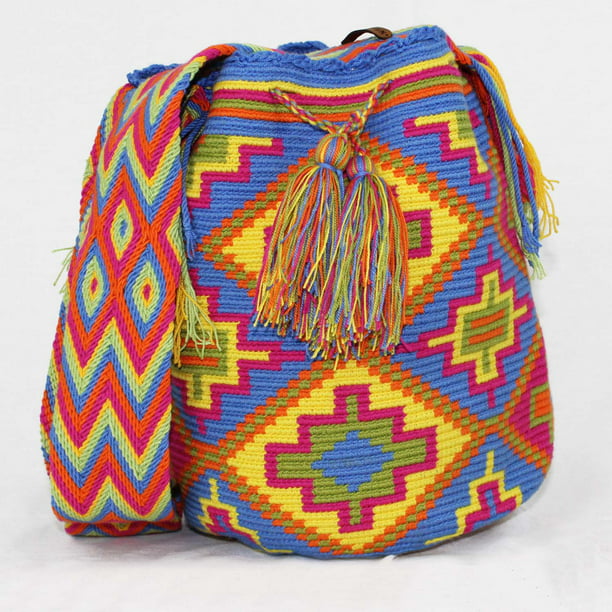 Mochila Wayuu Ethnic 100% hand Woven Shoulder Bag Multicolor 